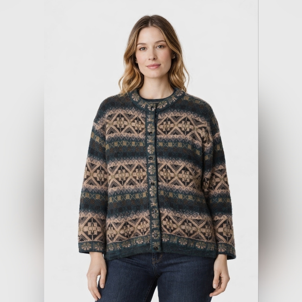 ML Kessler Alpaca Wool Made In PERU Cardigan Sweater Button Down Women's Medium
